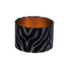 Tiger Stripe Black Grey Drum Lampshade Brushed Copper Inner