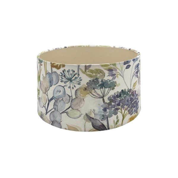 Voyage Hedgerow Sky Blue Floral Drum Lampshade Champagne Inner