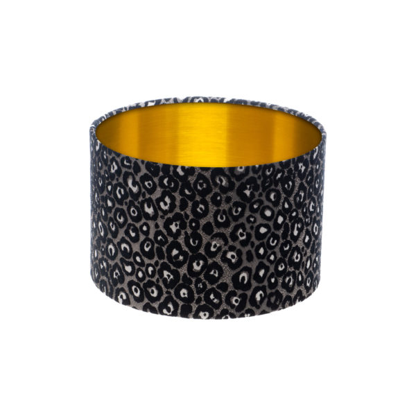 Leopard Print Drum Lampshade Brushed Gold Inner