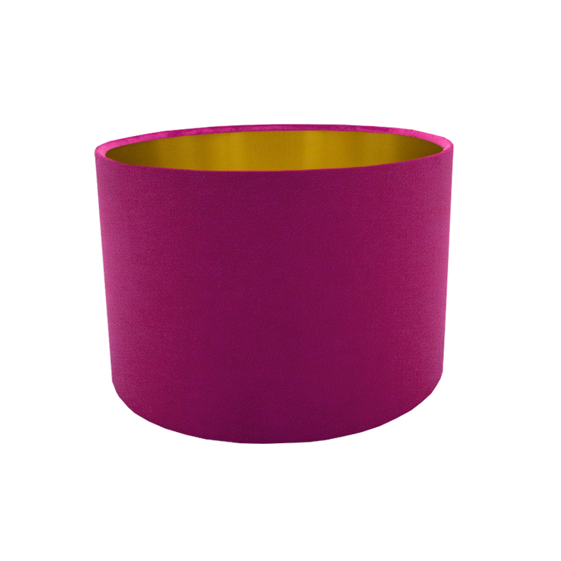 Fuchsia Bright Pink Velvet Drum Lampshade