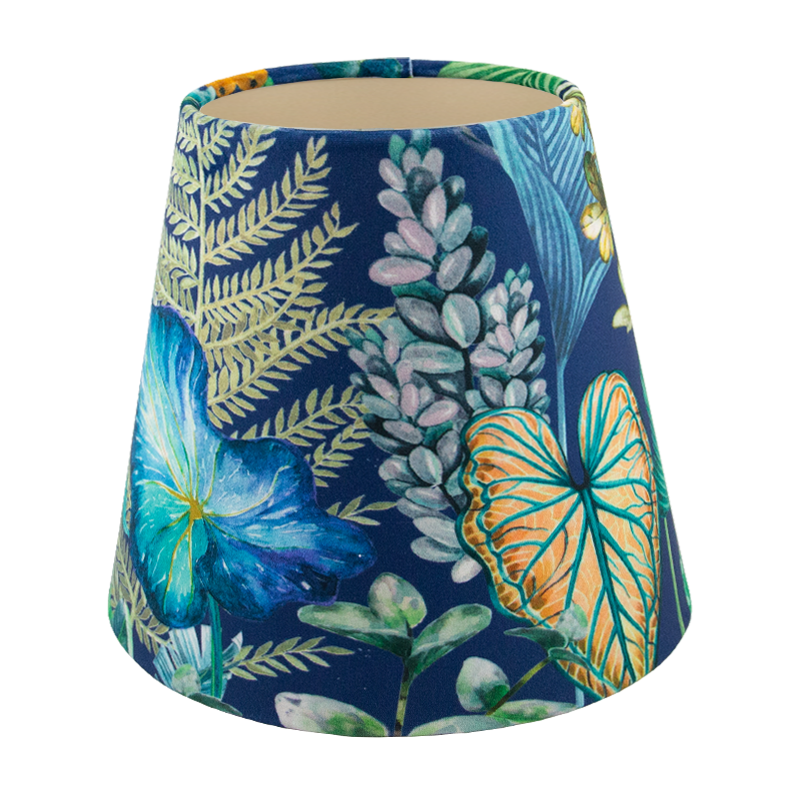 Oasis Blue Floral Velvet Tall Empire Lampshade