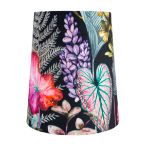 Oasis Black Floral Velvet Tall French Drum Lampshade